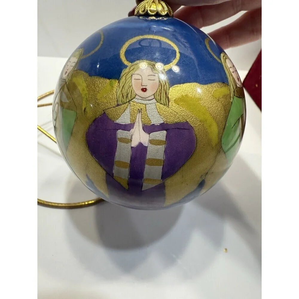 2000 Li Bien Hand Painted Christmas Ornament Pier 1 Angels Singing Praying Large